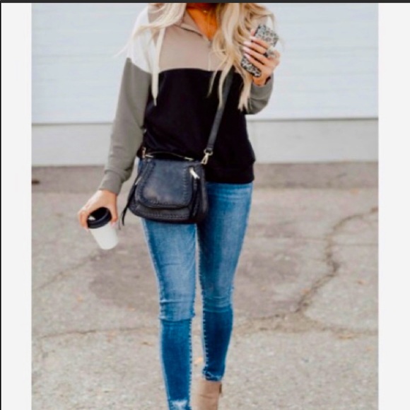 Hoodie, Quarter-Zip, Color Block, Small & Large - Picture 2 of 6